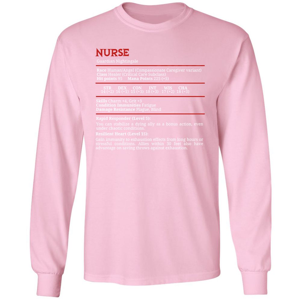 Nurse Stats Long Sleeve T-Shirt - Light Pink - 3