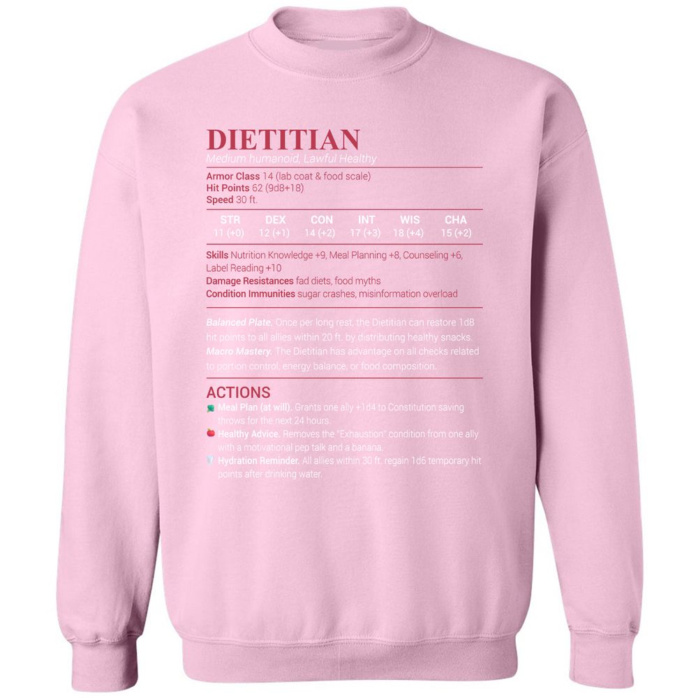 Dietitian Classic Unisex Sweatshirt - Light Pink - 3