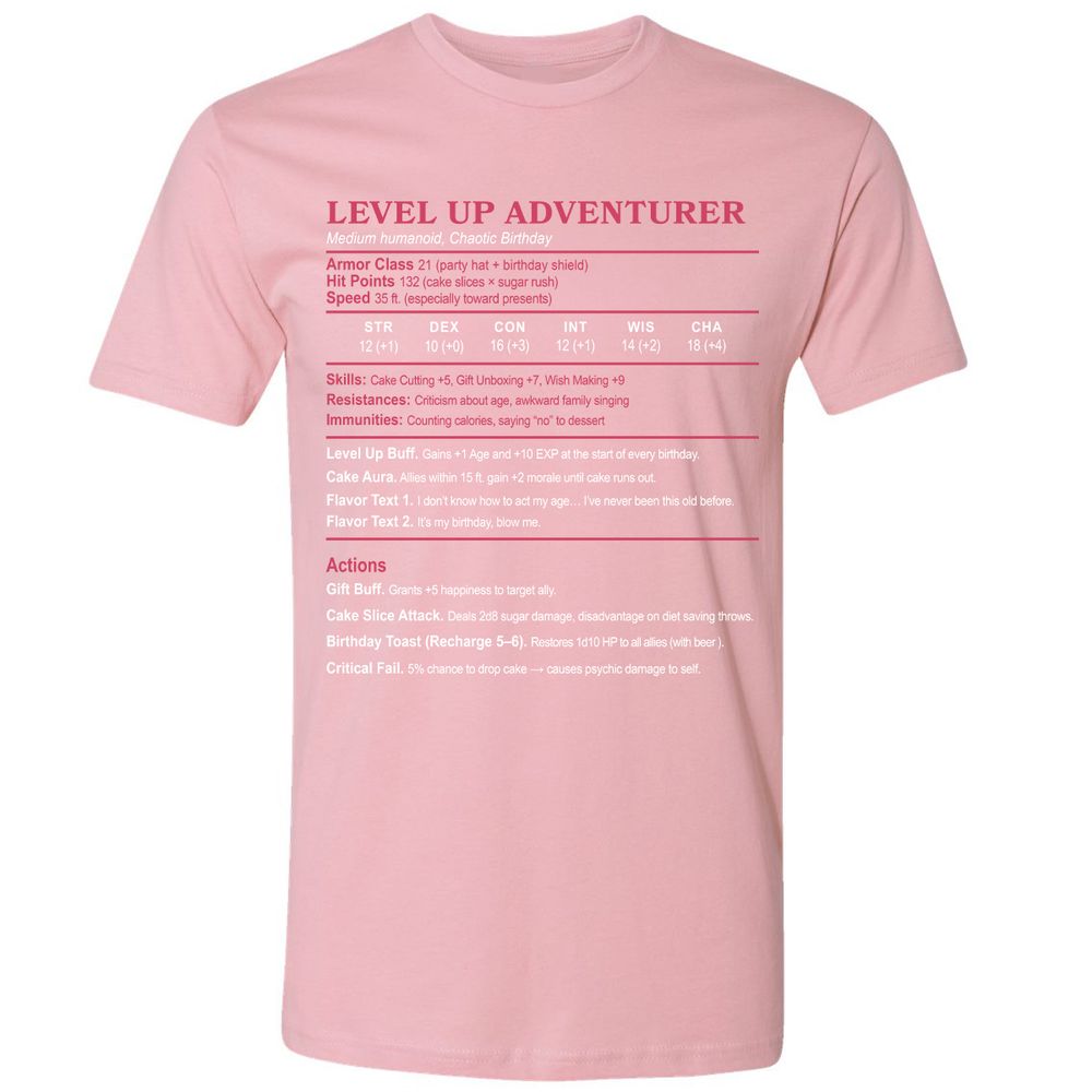 Level Up Adventurer Premium Unisex T-Shirt - Light Pink - 3