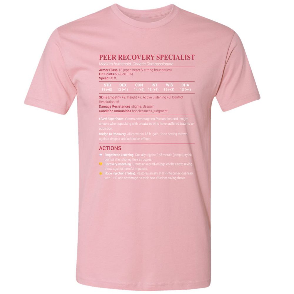 Peer Recovery Specialist Premium Unisex T-Shirt - Light Pink - 3