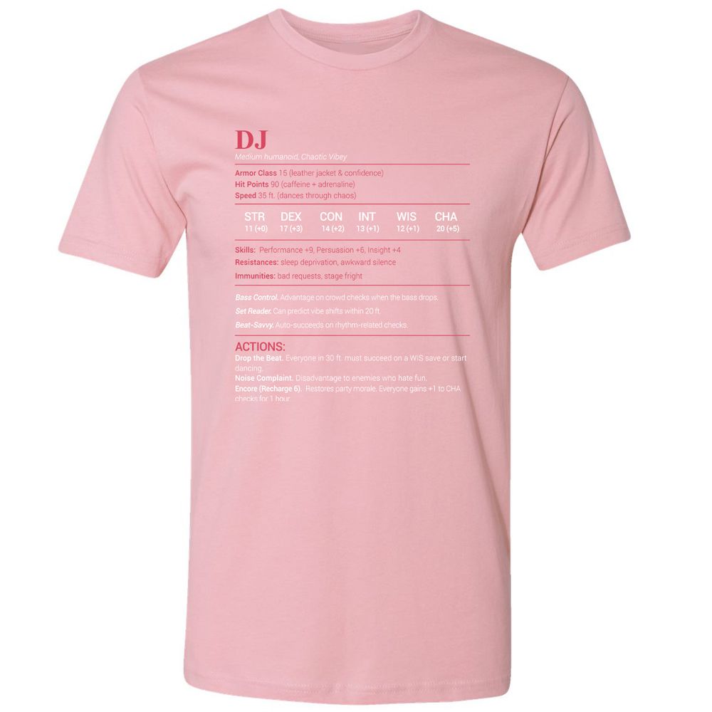 DJ Stats Premium Unisex T-Shirt - Light Pink - 3