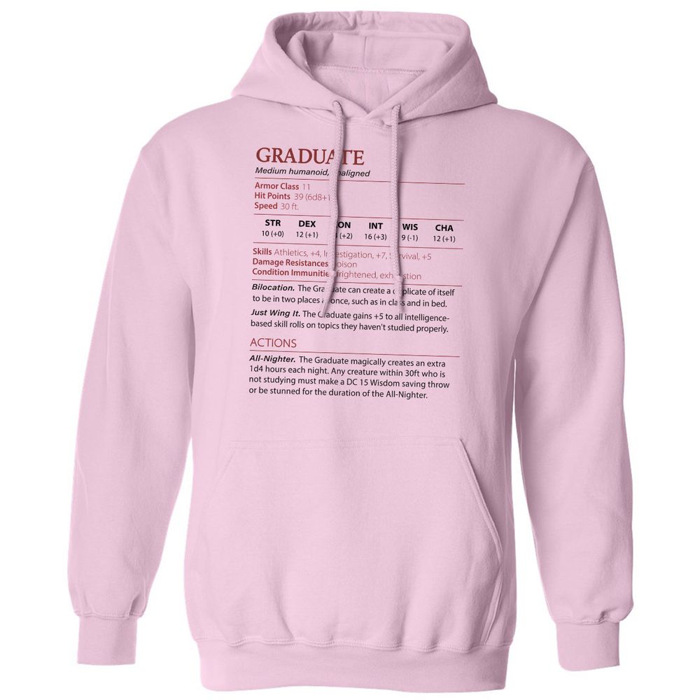 Graduate Stats Classic Unisex Hoodie - Light Pink - 3