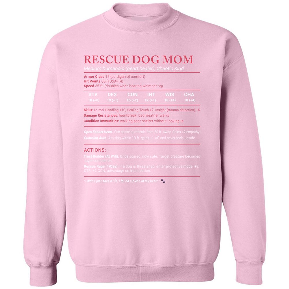 Rescue Dog Mom Stats Classic Unisex Sweatshirt - Light Pink - 3