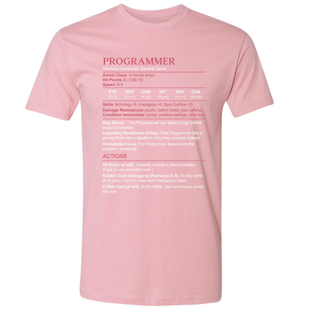 Programmer Stats Premium Unisex T-Shirt - Light Pink - 3