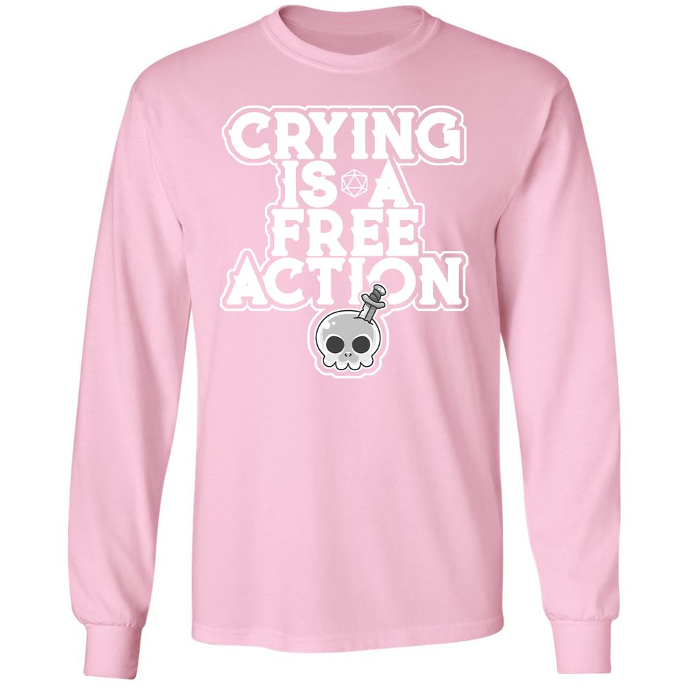 Crying Is A Free Action Long Sleeve T-Shirt - Light Pink - 3