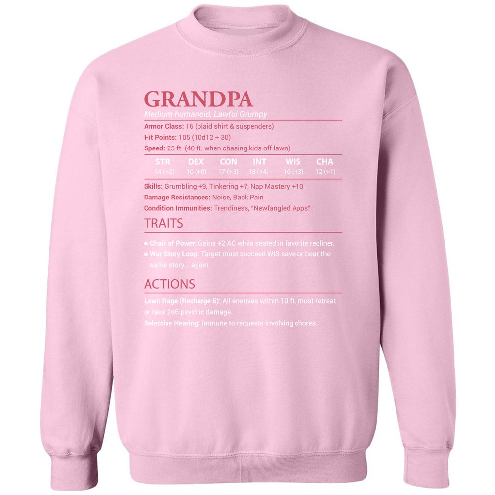 Grandpa Stats Classic Unisex Sweatshirt - Light Pink - 3