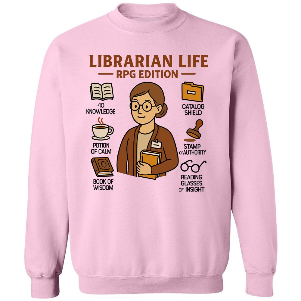 Librarian Life RPG Edition Classic Unisex Sweatshirt - Light Pink - 3