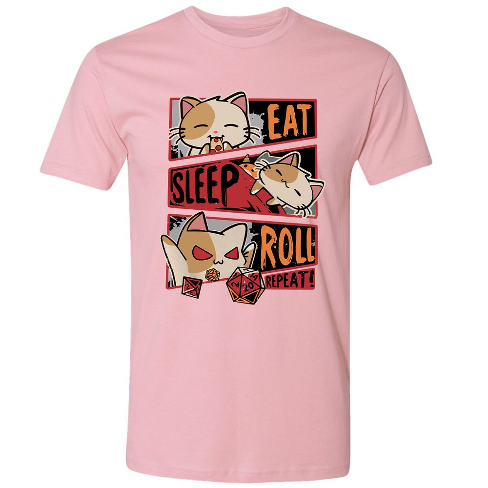 Eat Sleep Roll Repeat Premium Unisex T-Shirt - Light Pink - 3