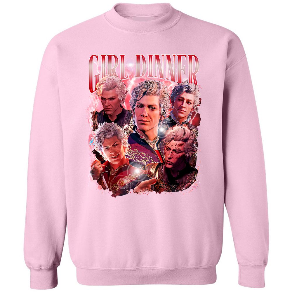 Astarion Girl Dinner Classic Unisex Sweatshirt - Light Pink - 3