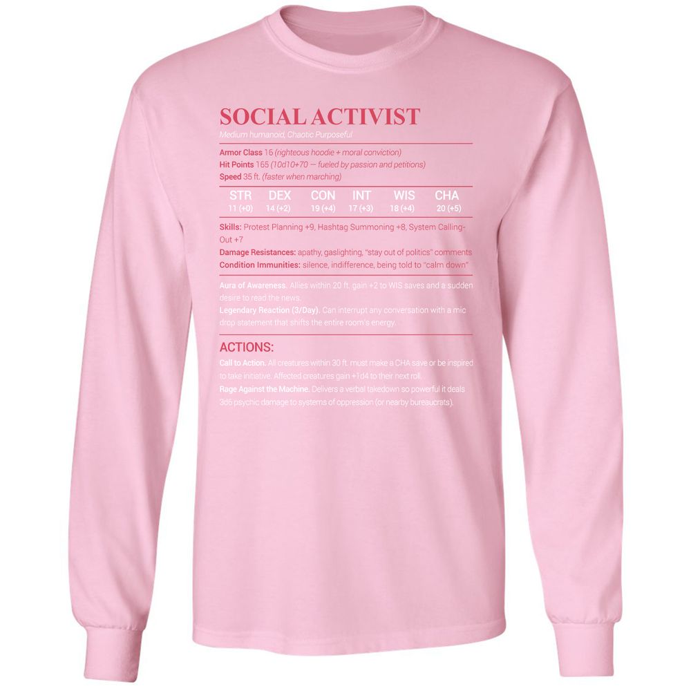 Social Activist Long Sleeve T-Shirt - Light Pink - 3