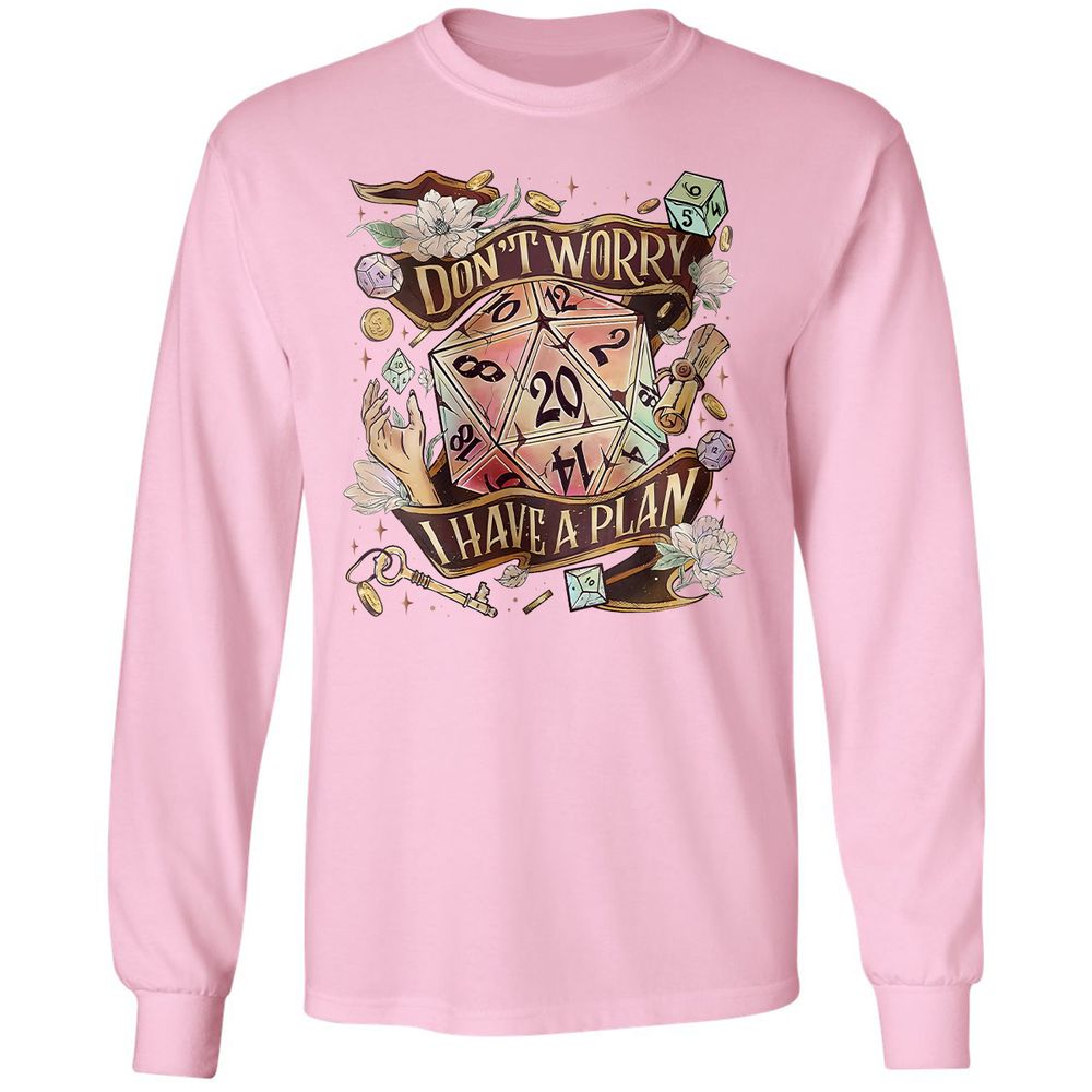Floral Don't Worry I Have A Plan Long Sleeve T-Shirt - Light Pink - 3