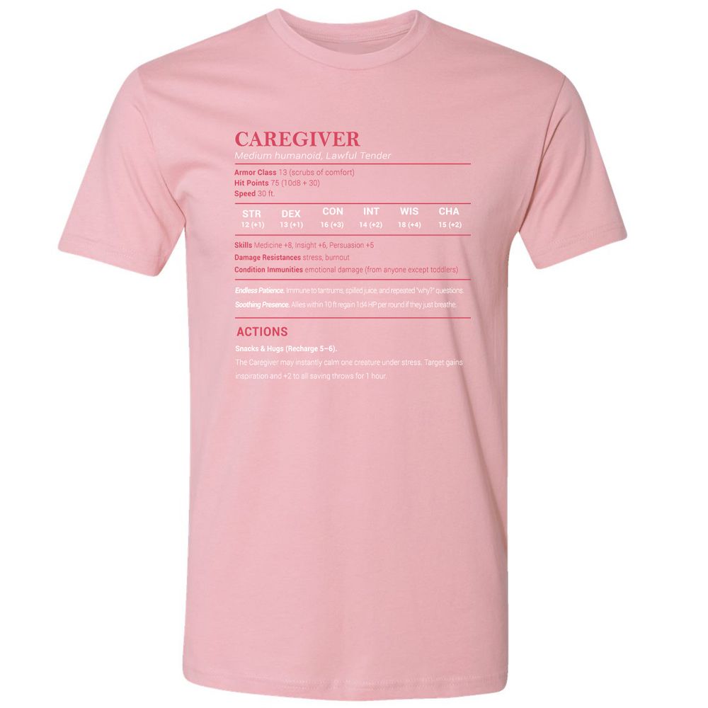 Caregiver Stats Premium Unisex T-Shirt - Light Pink - 3