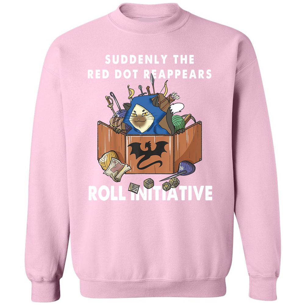 Suddenly The Red Dot Reappears Roll Initiative Classic Unisex Sweatshirt - Light Pink - 3