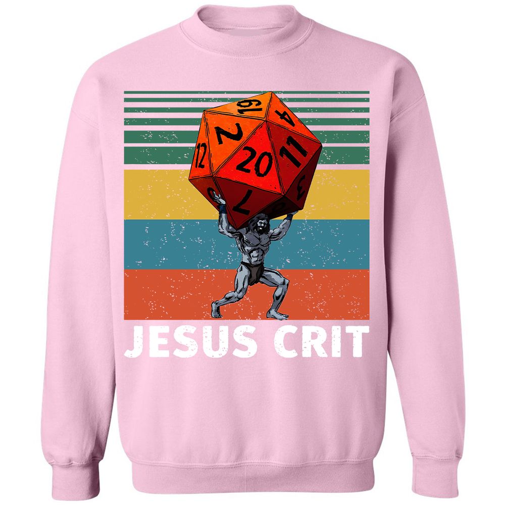 Jesus Crit Classic Unisex Sweatshirt - Light Pink - 3