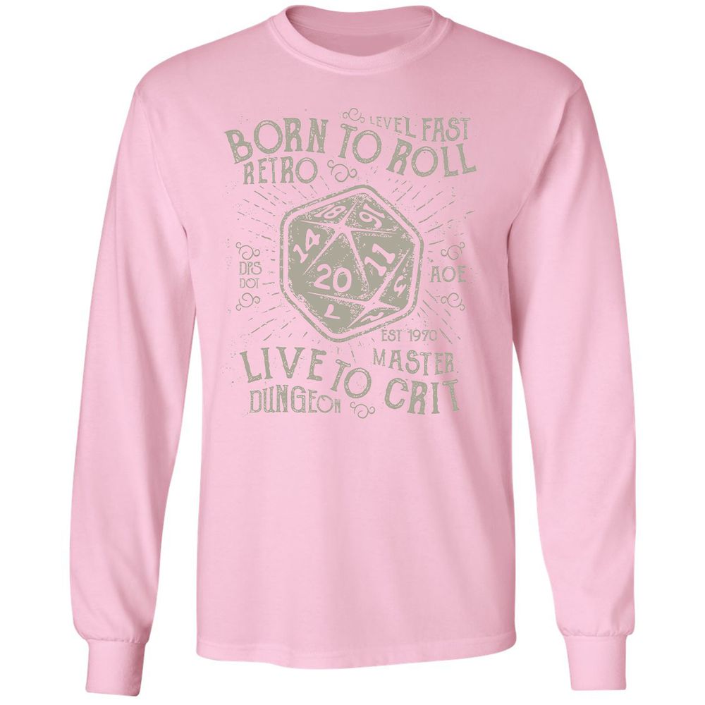Born To Roll Live To Crit Long Sleeve T-Shirt - Light Pink - 3