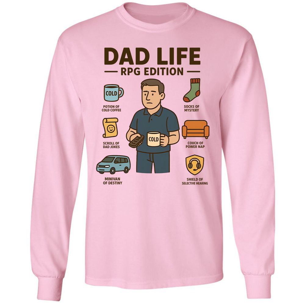 Dad Life RPG Edition Long Sleeve T-Shirt - Light Pink - 3
