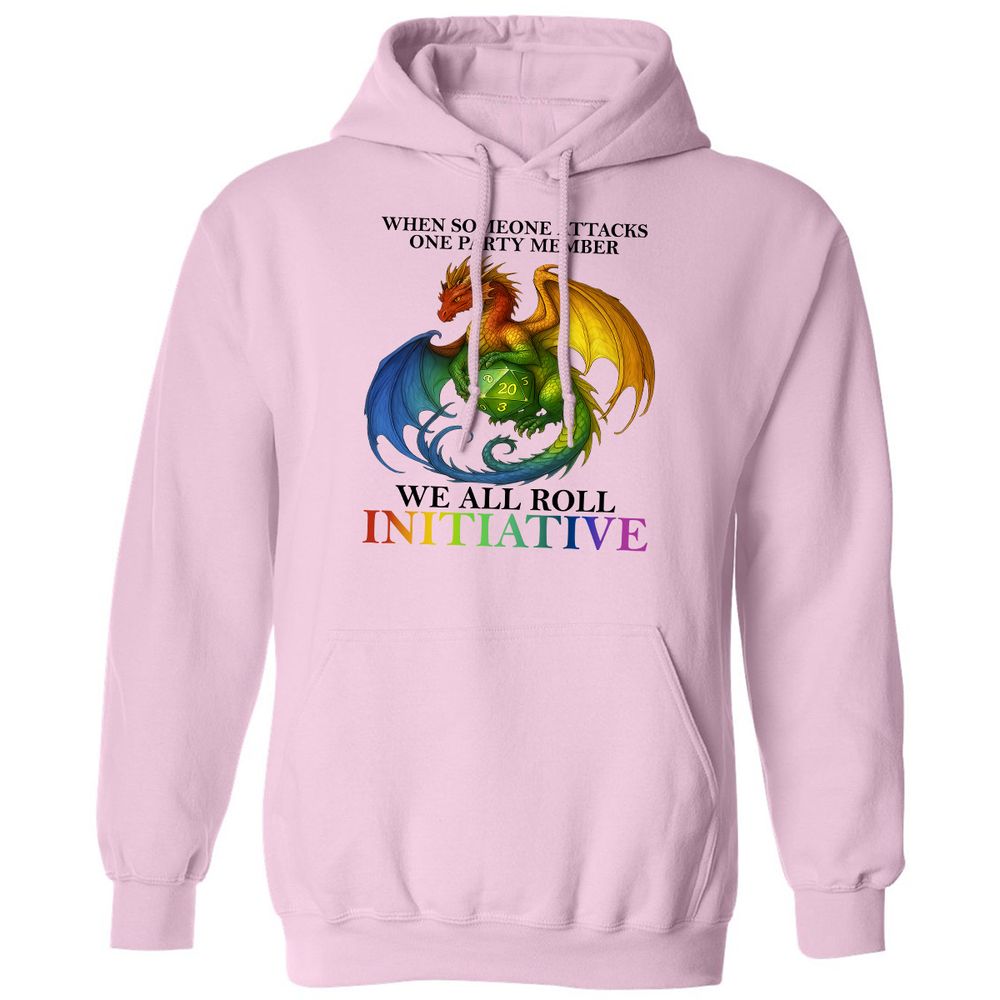 Dragon We All Roll For Initiative Classic Unisex Hoodie - Light Pink - 3