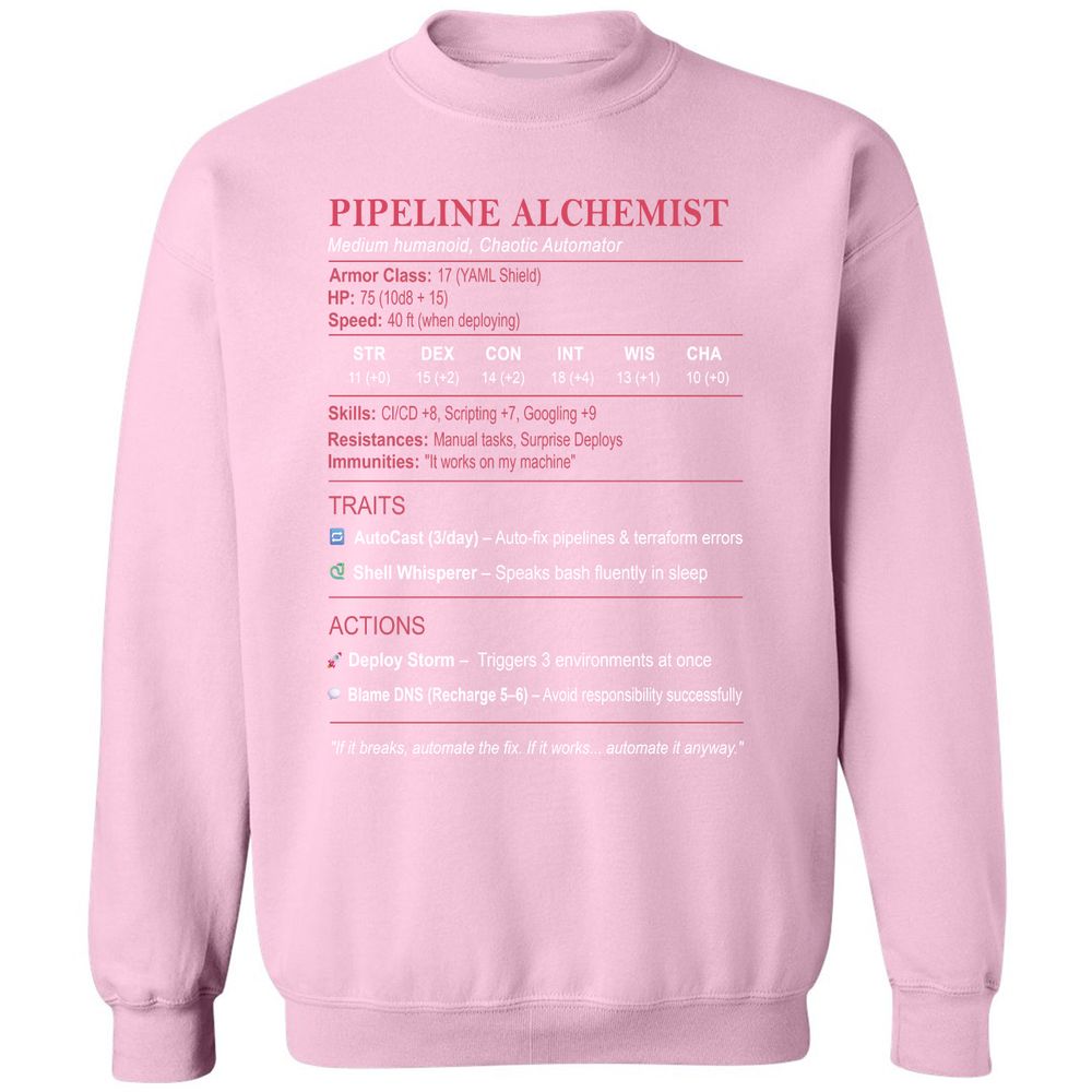 DEVOPS Stats (Pipeline Alchemist) Classic Unisex Sweatshirt - Light Pink - 3