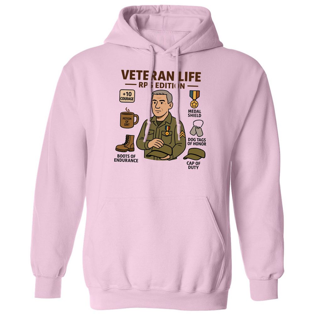 Veteran Life RPG Edition Classic Unisex Hoodie - Light Pink - 3