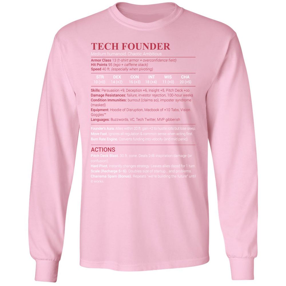 Tech Founder Long Sleeve T-Shirt - Light Pink - 3