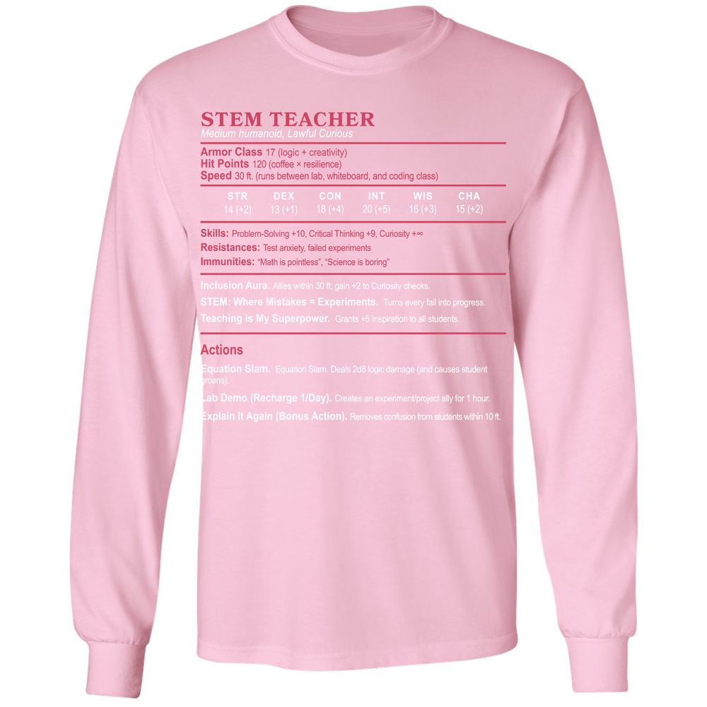STEM TEACHER Long Sleeve T-Shirt - Light Pink - 3