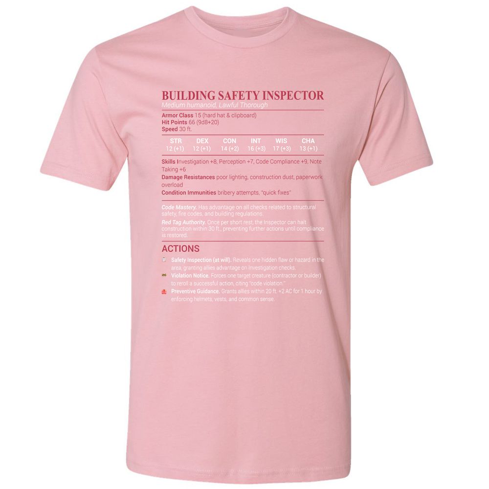 Building Safety Inspector Premium Unisex T-Shirt - Light Pink - 3