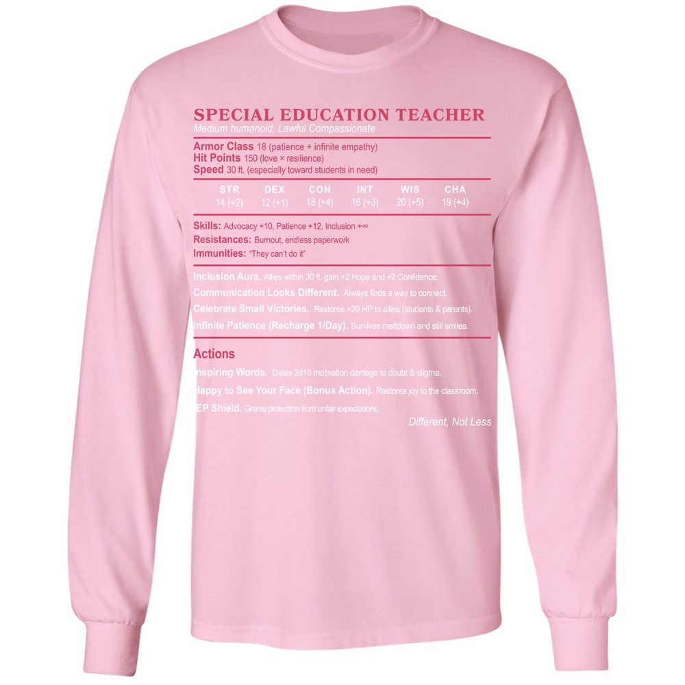 Special Education Teacher Long Sleeve T-Shirt - Light Pink - 3