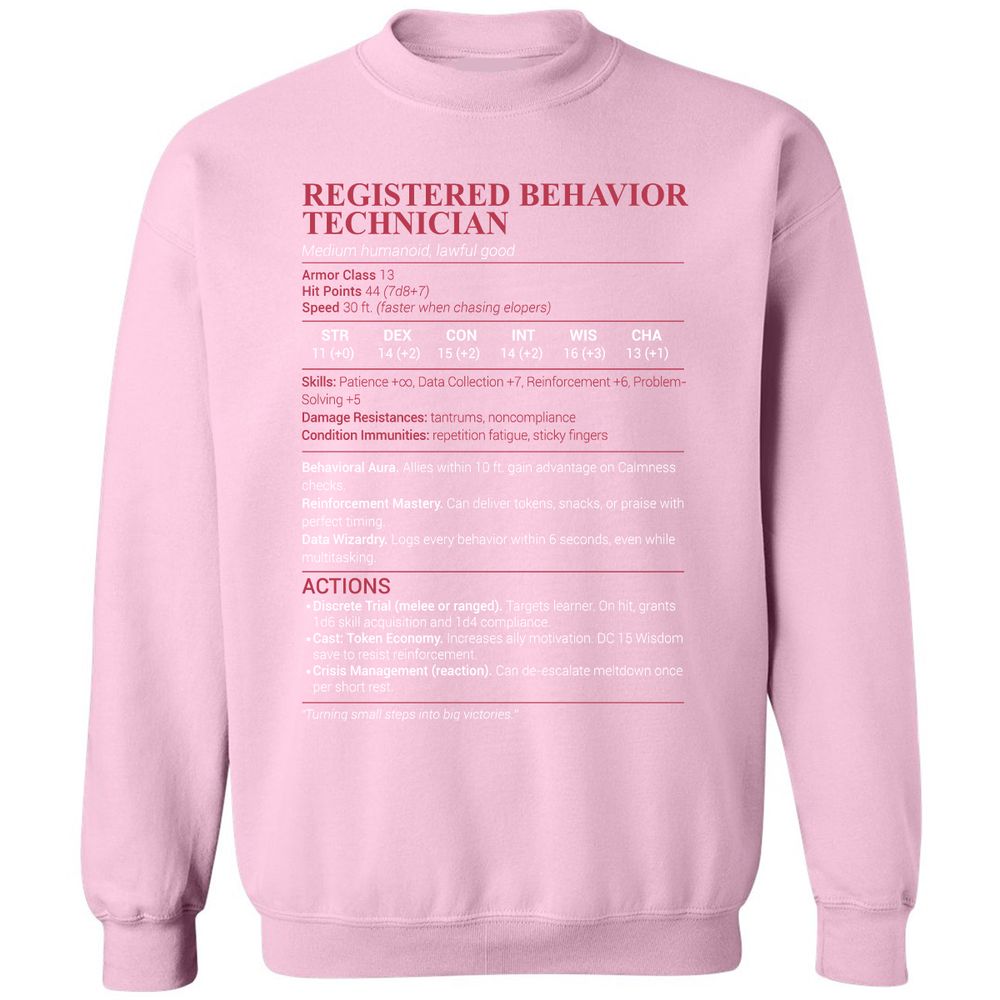 Registered Behavior Technician RBT Classic Unisex Sweatshirt - Light Pink - 3