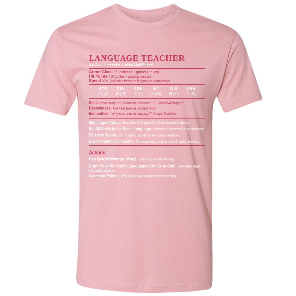 Language Teacher Premium Unisex T-Shirt - Light Pink - 3