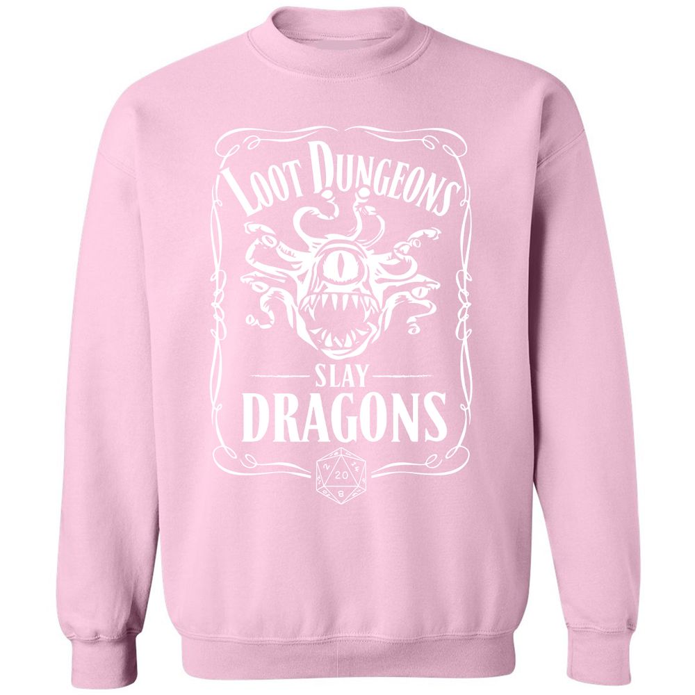 Loot Dungeon Slay Dragons Classic Unisex Sweatshirt - Light Pink - 3