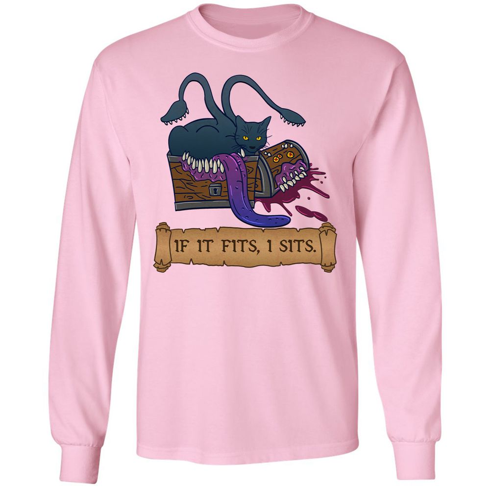 If It Fits I Sits Long Sleeve T-Shirt - Light Pink - 3