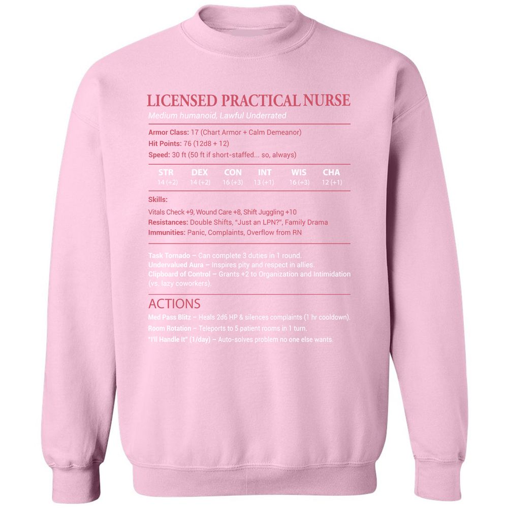 Licensed Practical Nurse LPN Classic Unisex Sweatshirt - Light Pink - 3
