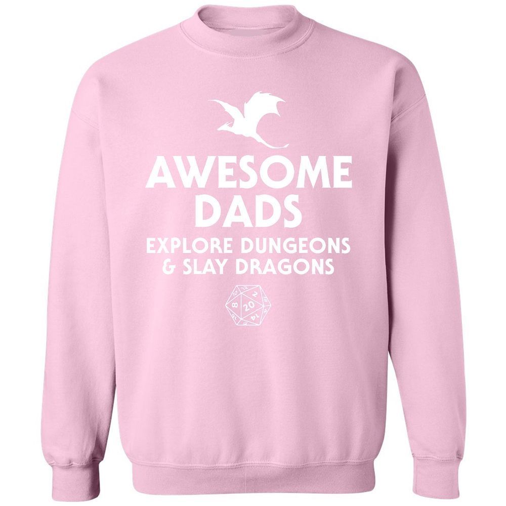 Awesome Dads Slay Dragons Classic Unisex Sweatshirt - Light Pink - 3