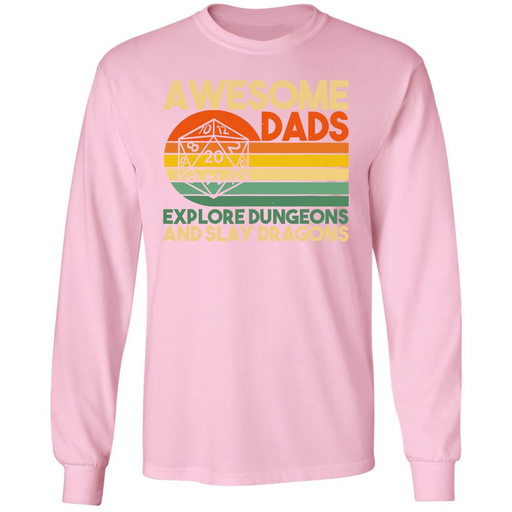 Awesome Dads Explore Dungeons Long Sleeve T-Shirt - Light Pink - 3