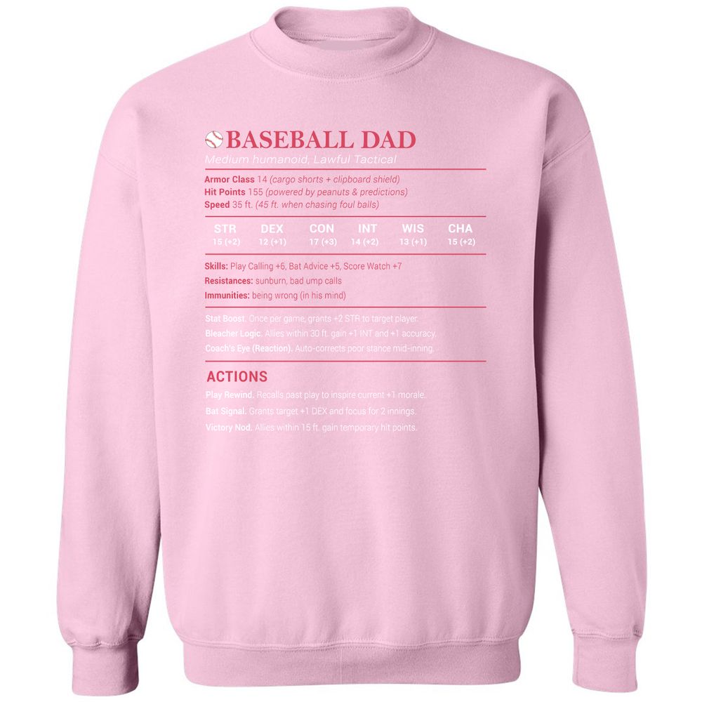 Baseball Dad Classic Unisex Sweatshirt - Light Pink - 3