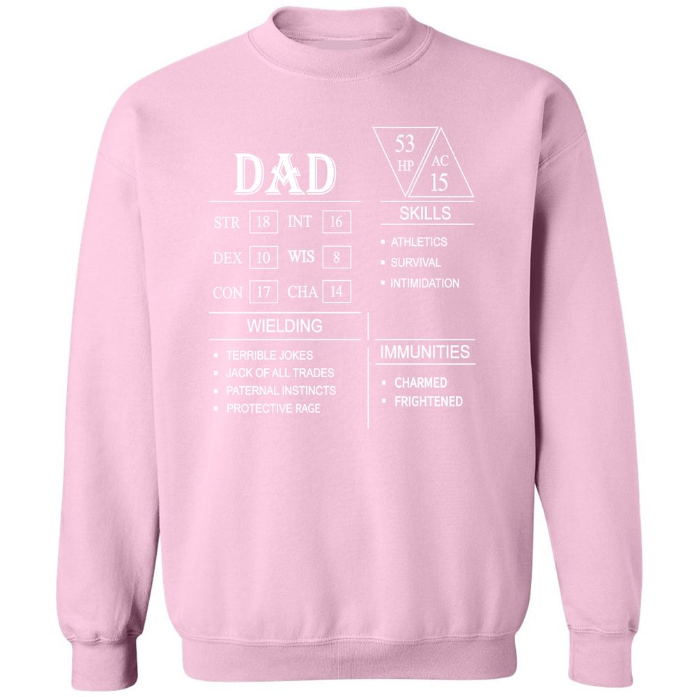 Dad Stat Block Classic Unisex Sweatshirt - Light Pink - 3
