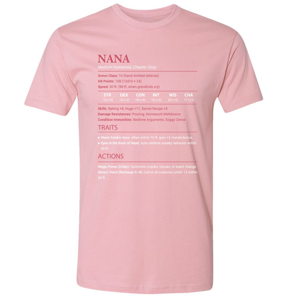 Nana Stats Premium Unisex T-Shirt - Light Pink - 3