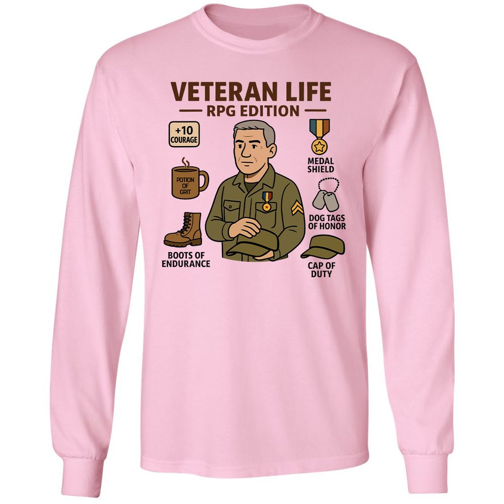 Veteran Life RPG Edition Long Sleeve T-Shirt - Light Pink - 3