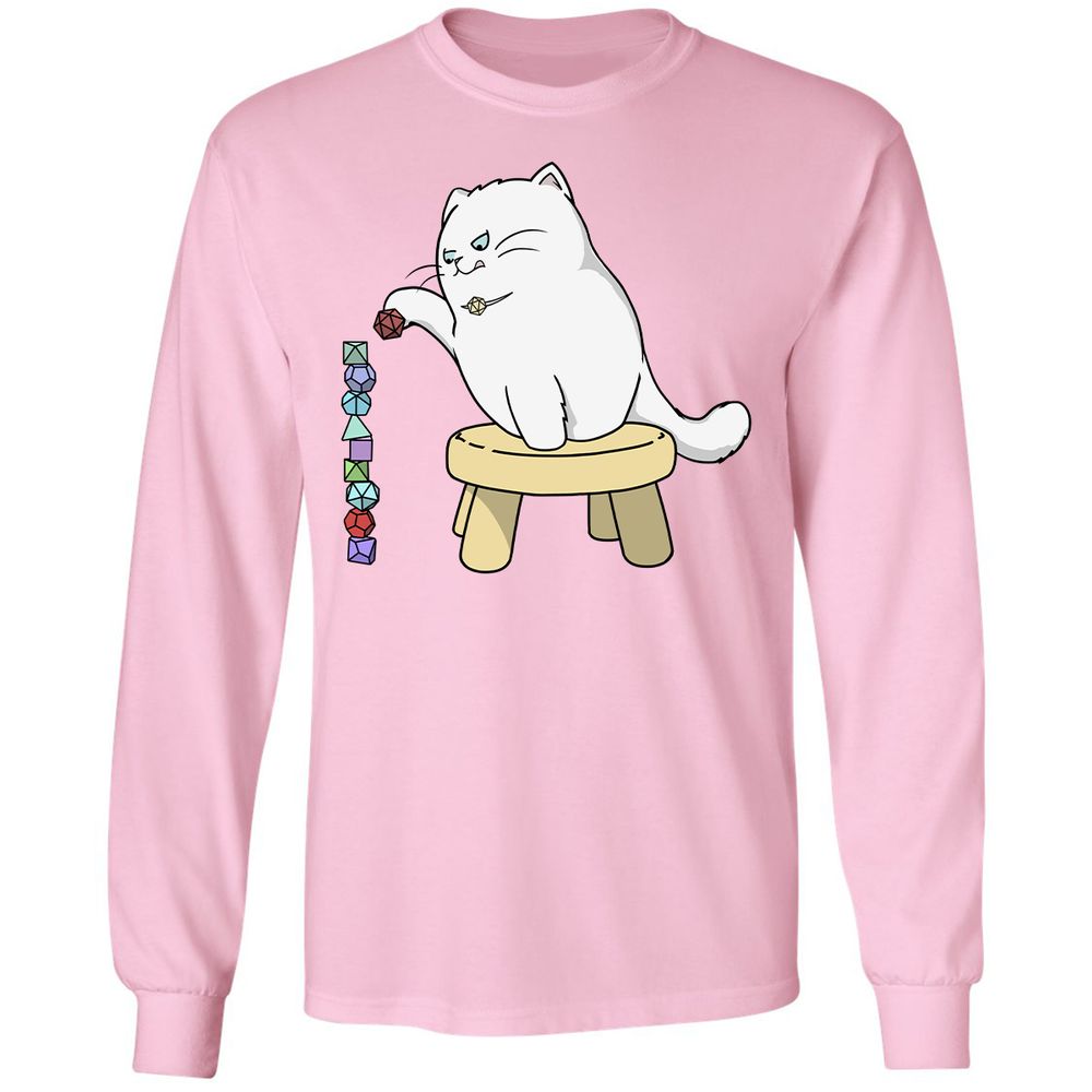 Cat Stacking Dice Long Sleeve T-Shirt - Light Pink - 3
