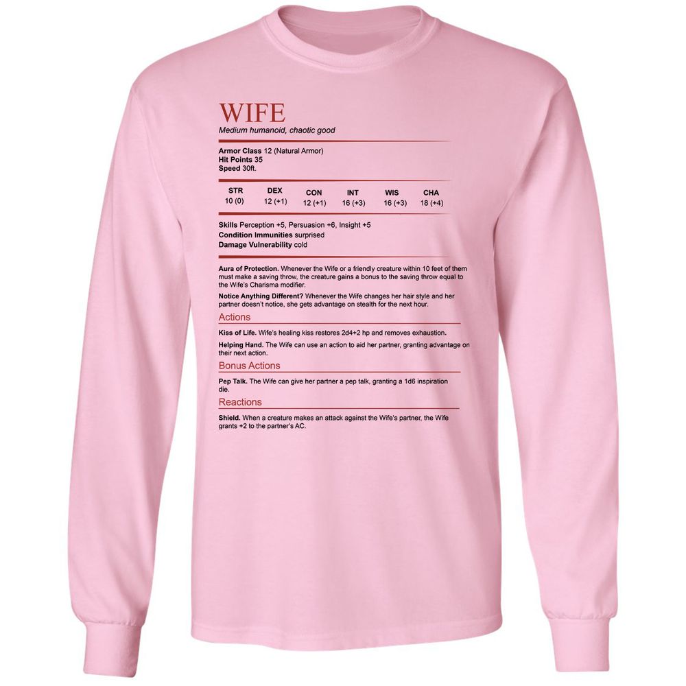 Wife White Long Sleeve T-Shirt - Light Pink - 3