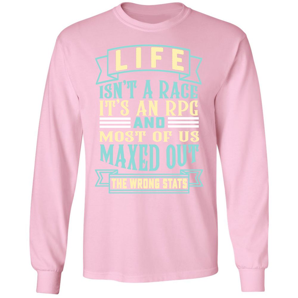 Life Is A RPG Long Sleeve T-Shirt - Light Pink - 3