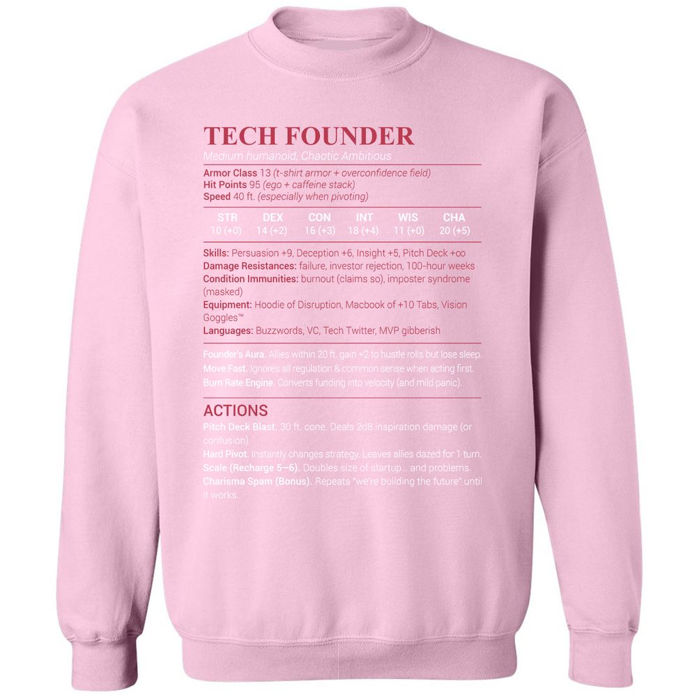 Tech Founder Classic Unisex Sweatshirt - Light Pink - 3