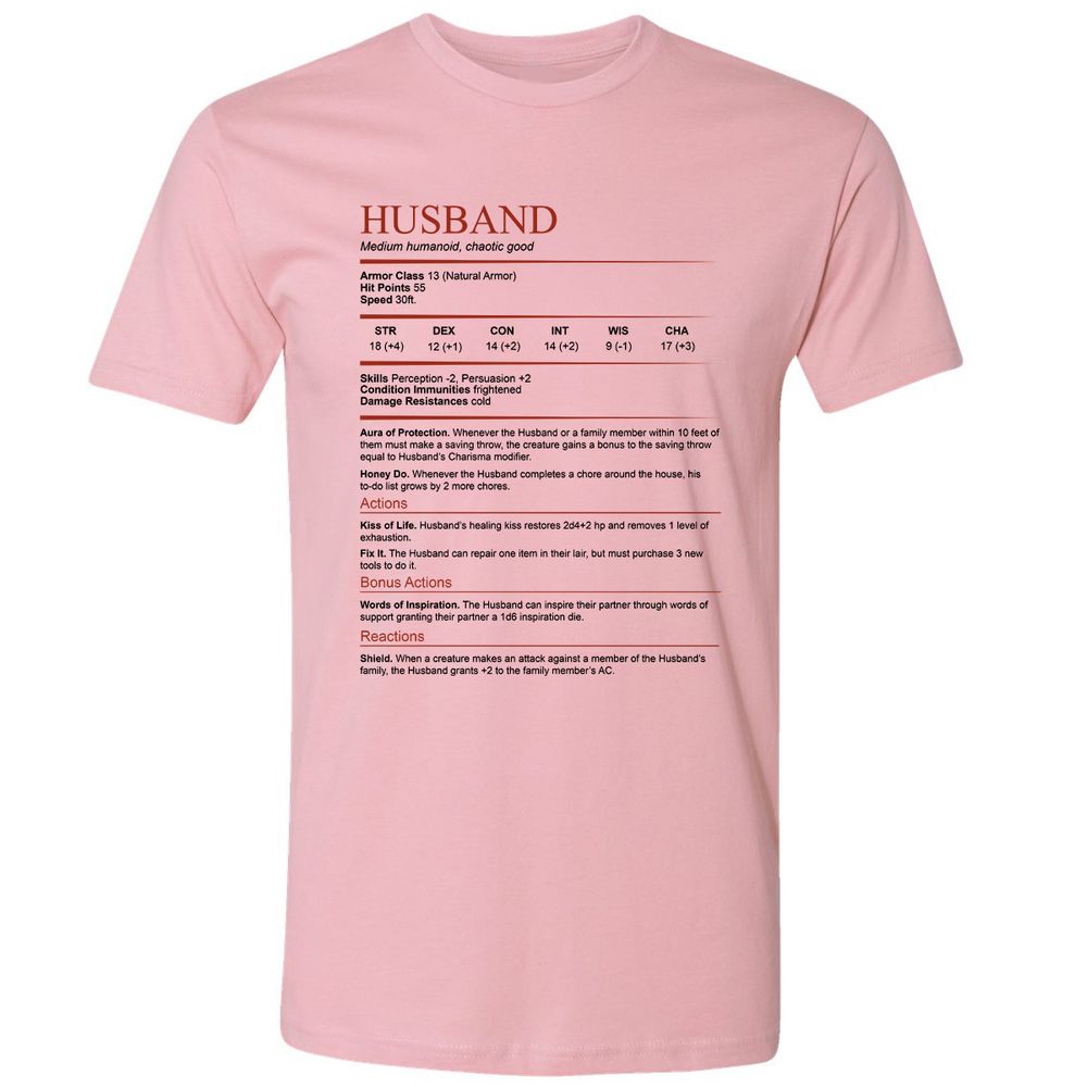 Husband White Premium Unisex T-Shirt - Light Pink - 3