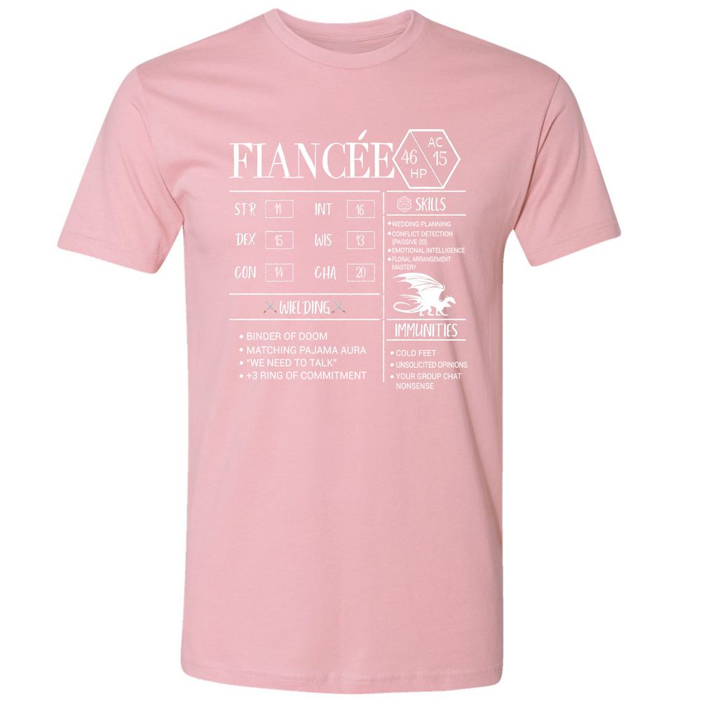 Fiancee Stats Premium Unisex T-Shirt - Light Pink - 3