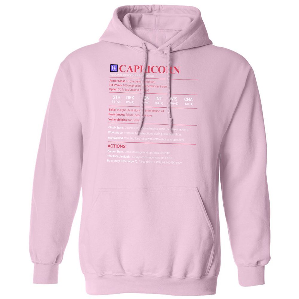 Capricorn Stats Classic Unisex Hoodie - Light Pink - 3
