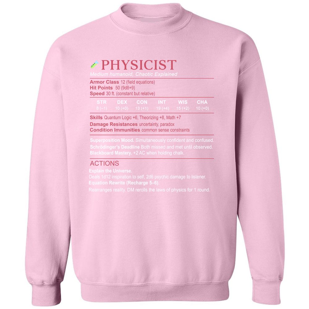 Physicist Stats Classic Unisex Sweatshirt - Light Pink - 3
