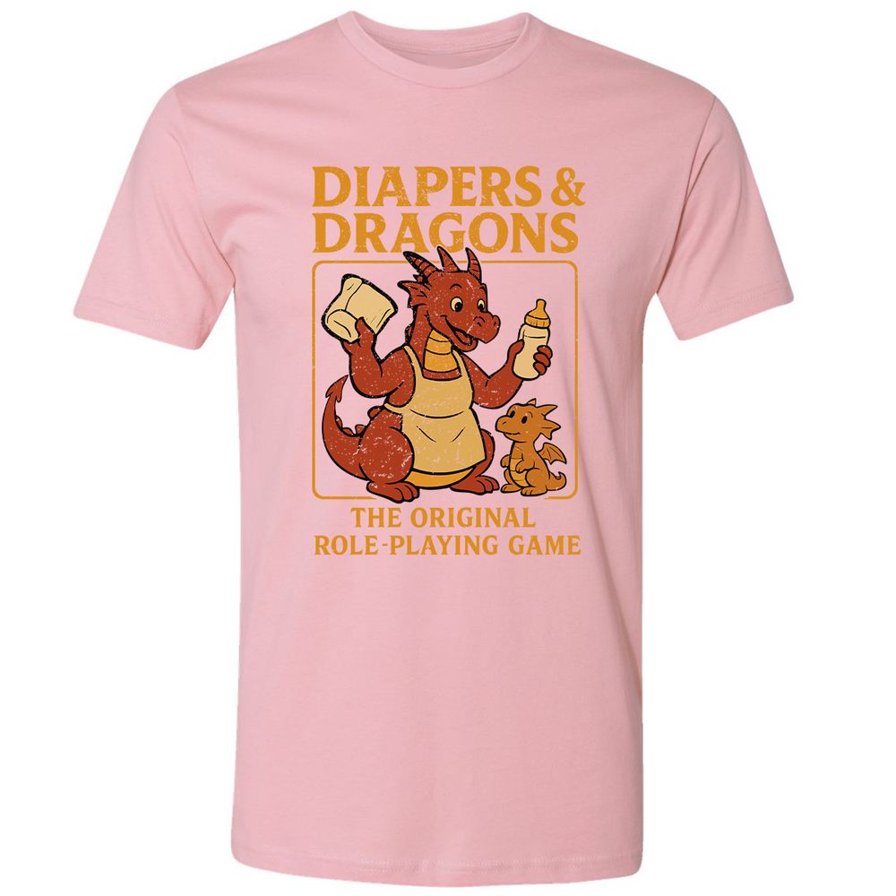Diapers & Dragons Premium Unisex T-Shirt - Light Pink - 3