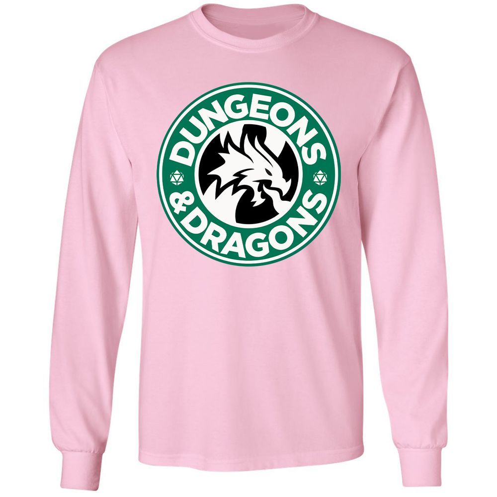 D&D Coffee Long Sleeve T-Shirt - Light Pink - 3