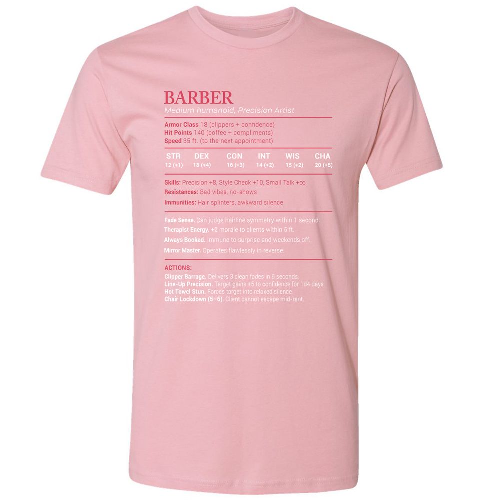 Barber Stats Premium Unisex T-Shirt - Light Pink - 3
