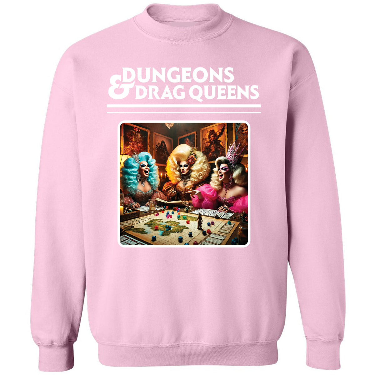 Dungeons & Drag Queens Classic Unisex Sweatshirt - Light Pink - 3